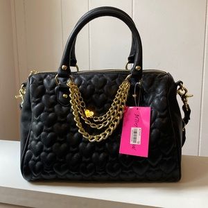 Betsey Johnson Black Chain of Love Satchel